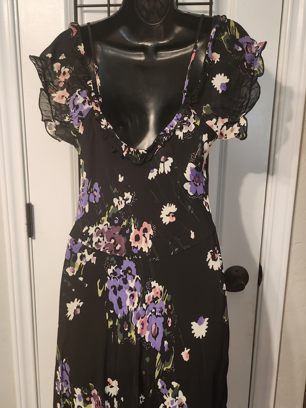 Vintage Y2K Betsey Johnson New York Floral Midi Slip Dress Asymmetrical Hem 10 - Picture 5 of 6